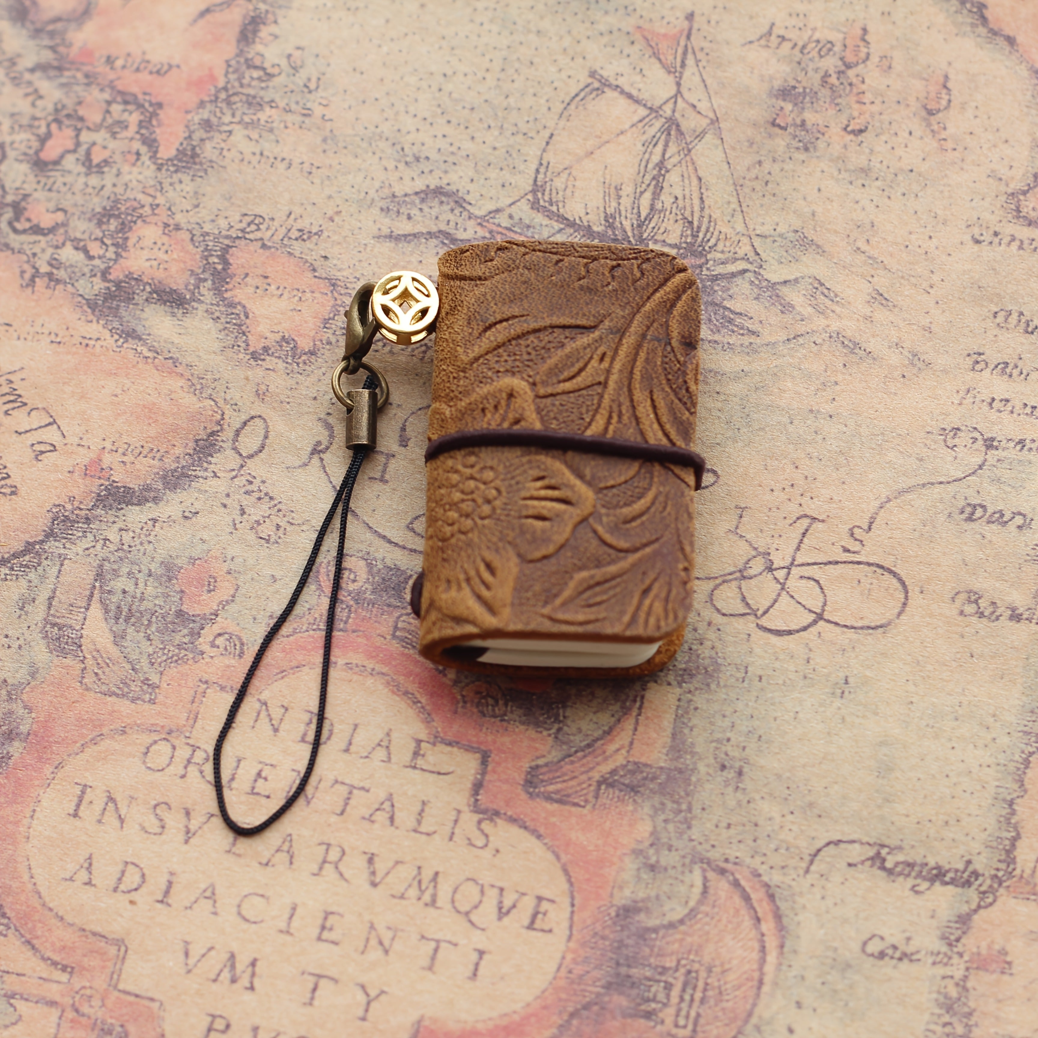 Mini Vintage Leather Notebook - 64 Page Travel Journal with Genuine Leather Cover