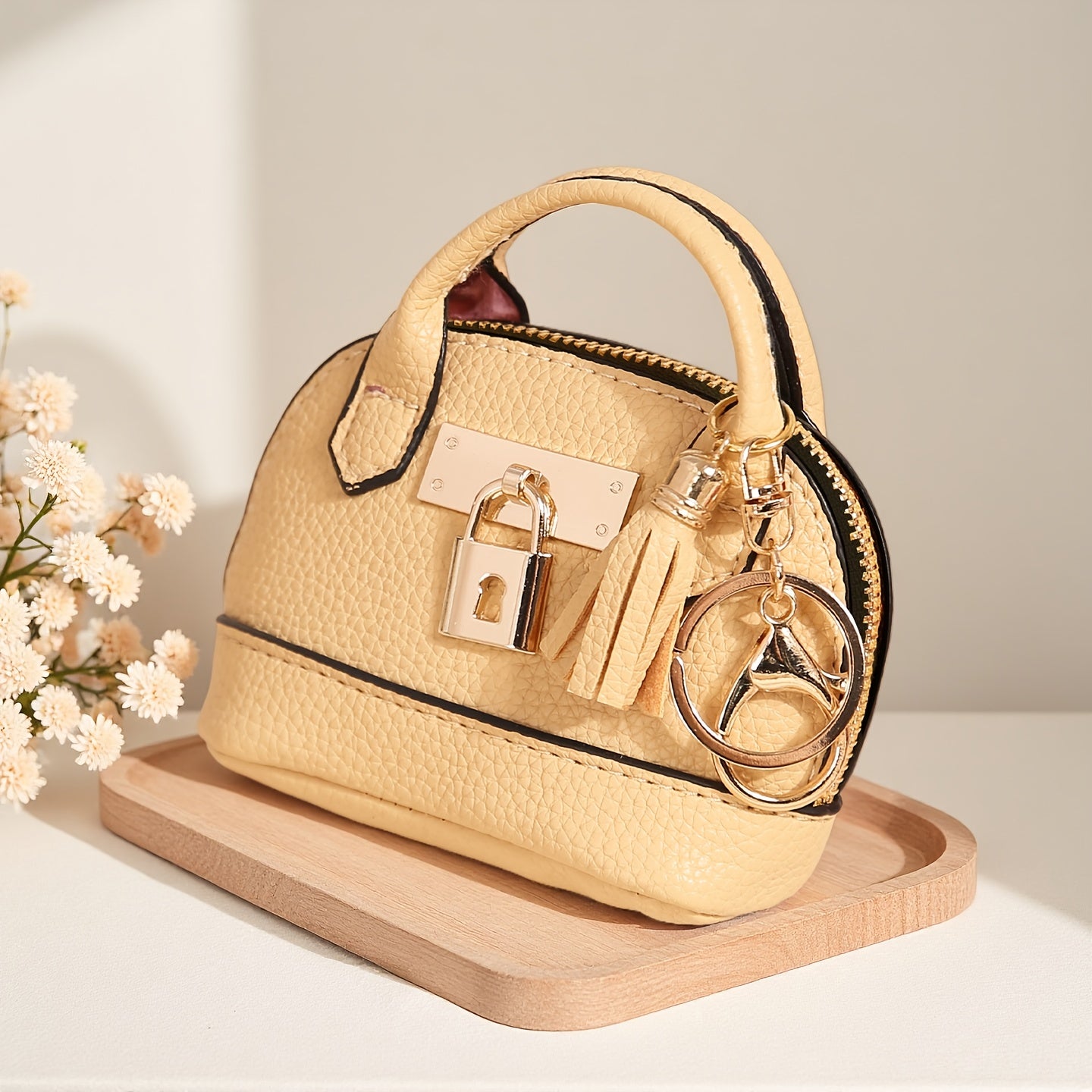 Mini Semi-Circle Crossbody Bag - Tassel Charm Purse for Travel & Everyday