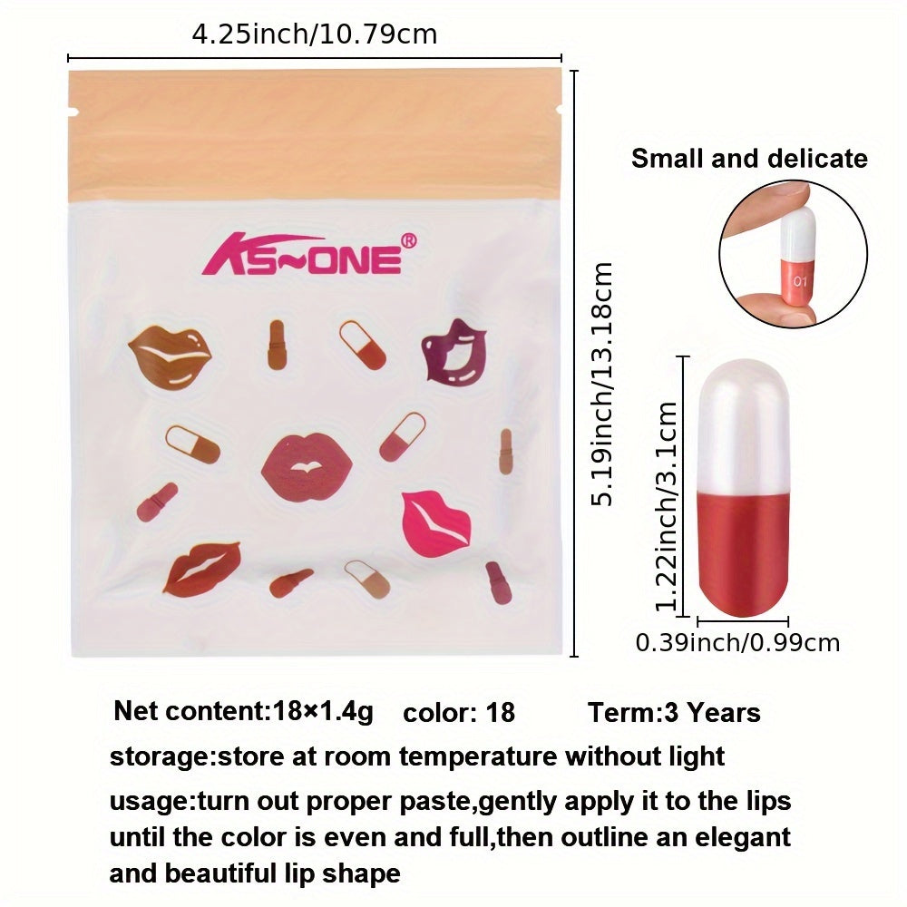 Mini Capsule Lipstick Set - 18 Long-Lasting Colours in Travel-Friendly Case