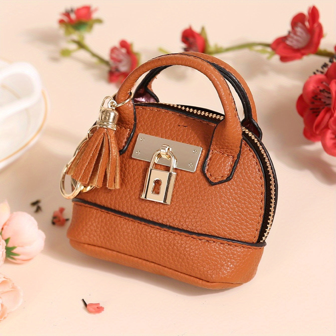 Mini Semi-Circle Crossbody Bag - Tassel Charm Purse for Travel & Everyday