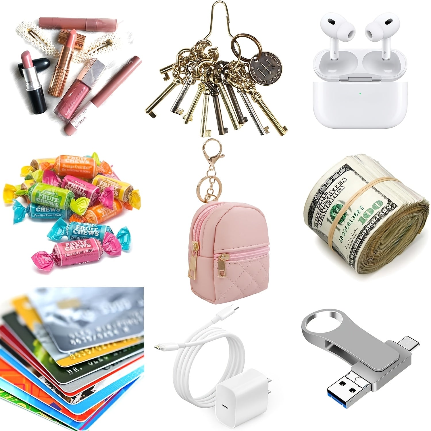 Mini Backpack Keychain Pouch Set - 4 Pack Multi-Compartment Travel Organizers